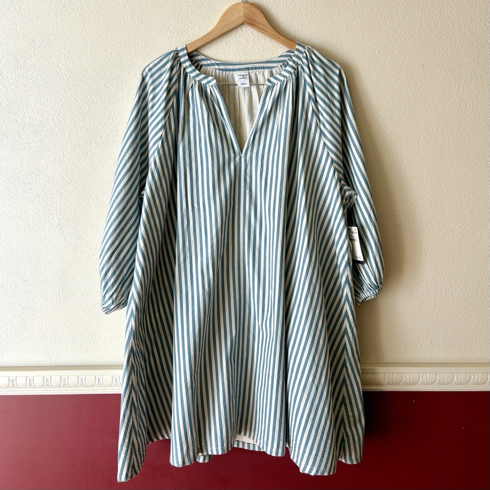 NEW Melrose & Market Long Sleeve Poplin‎ Tent Dress 100% Cotton